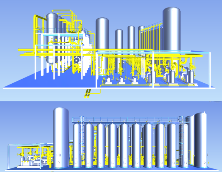 甲醇制氢装置三维配管效果图
